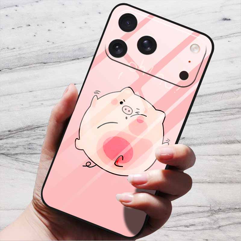 Cute Case For iPhone 17 Pro Plus Capa 17 Pro Max Bumper Luxury Tempered Glass Hard Back Cover iPhone17 Air Funda Animal Patterns