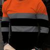 Men's Long-sleeved Striped Crew Neck T-shirt, Lightweight and Breathable Fabric Suitable for Daily Casual Wear, Printed Design