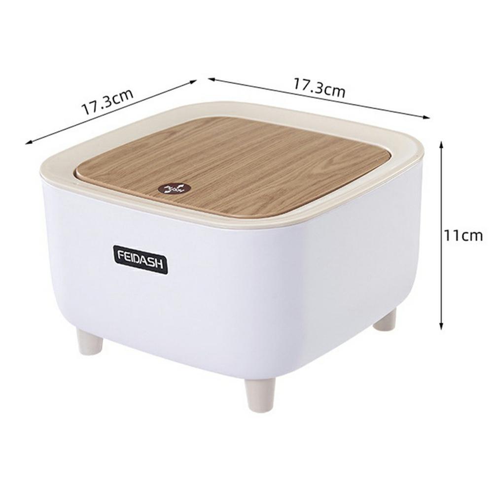 Mini Desktop Trash Can Push-Top Waste Bin 2L Square Student Dormitory Bedside Desk Storage Bucket