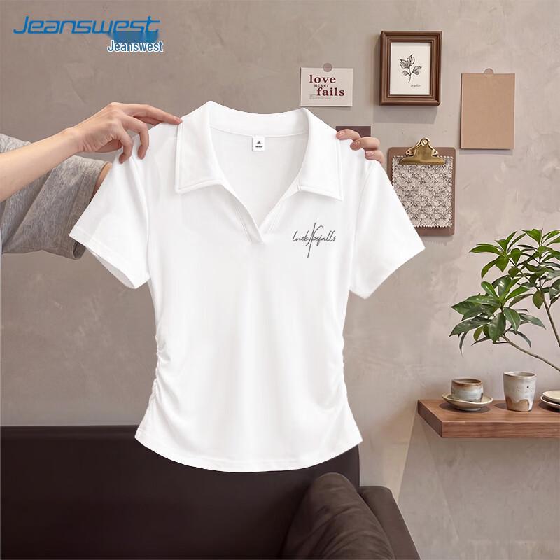 Jeanswest Women s Pleated Polo Collar Short Sleeve T-Shirt XL