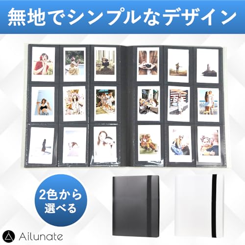 Ailunate Cheki album book large capacity file holder Polaroid case storage Instax Mini 360 sheets black