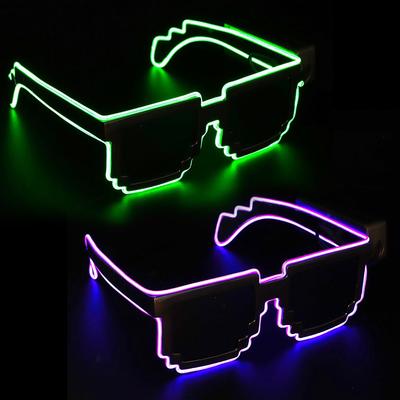 Novel Mosaic LED Light-up Glasses Wireless Glow In the Dark for Rave Party Funny Neon Rave Christmas Party Shades for Adult Kids