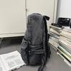 Vintage Solid Color Denim Backpack Large Capacity Travel Backpack Middle School Student Schoolbag