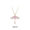 S925 Sterling Silver Angel Heart Wings Necklace - Elegant, Moveable Clavicle Pendant for Women