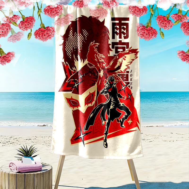 Persona 5 2D Flat Print Beach Towel, Large Soft Quick Dry Towel for Beach Camping SwimmingXSTJ0915456