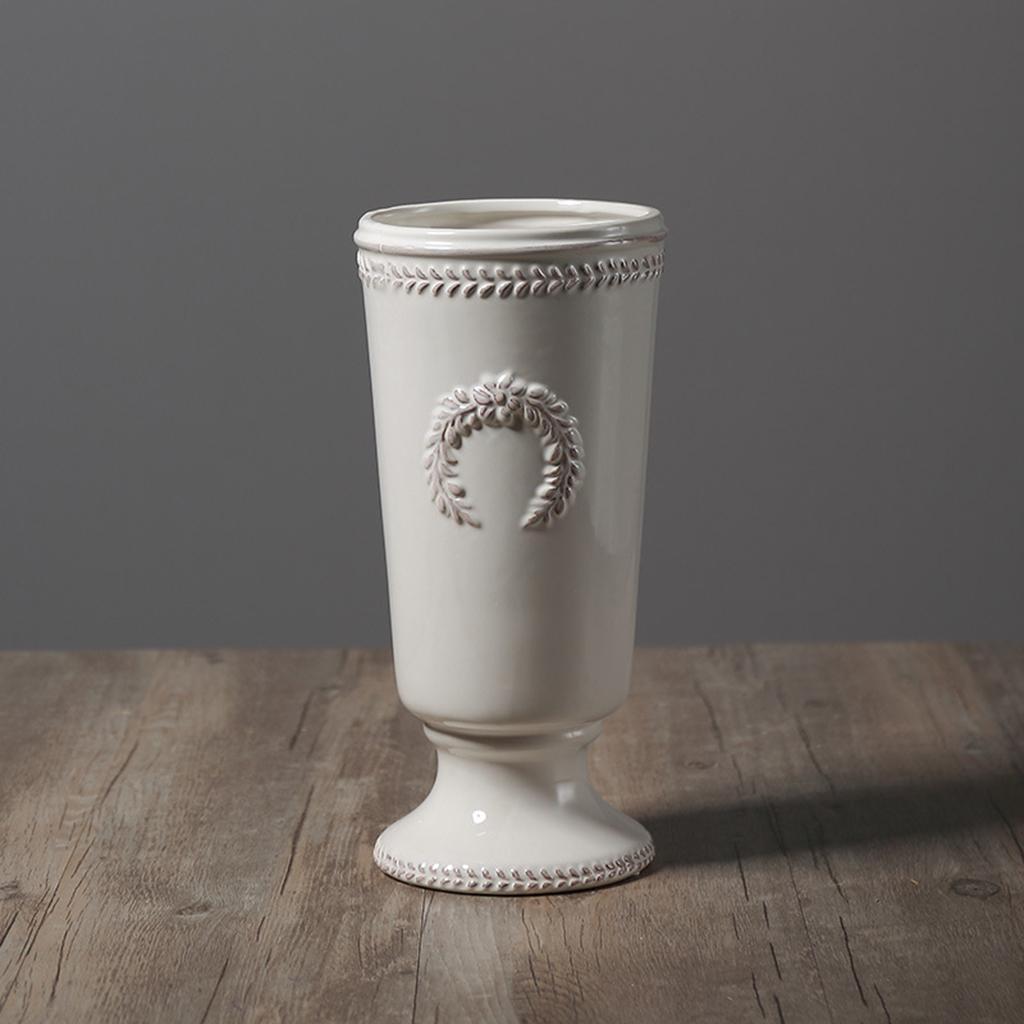 White Ceramic Vase Wide Opening Ceramic Vase, Decorative Vase Home Decor Living