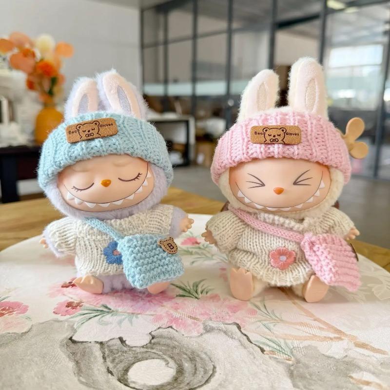Kawai knitted hat sweater bag suit is generally suitable for 15-17cm rag vinyl doll dress accessories mini bag doll clothing