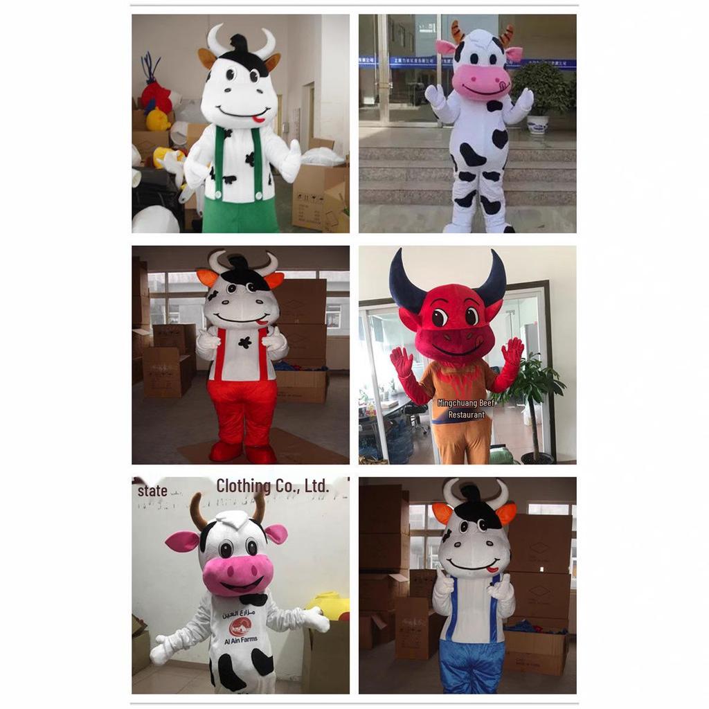 Adult Cow Mascot Cartoon Costume - Custom Performance Outfit