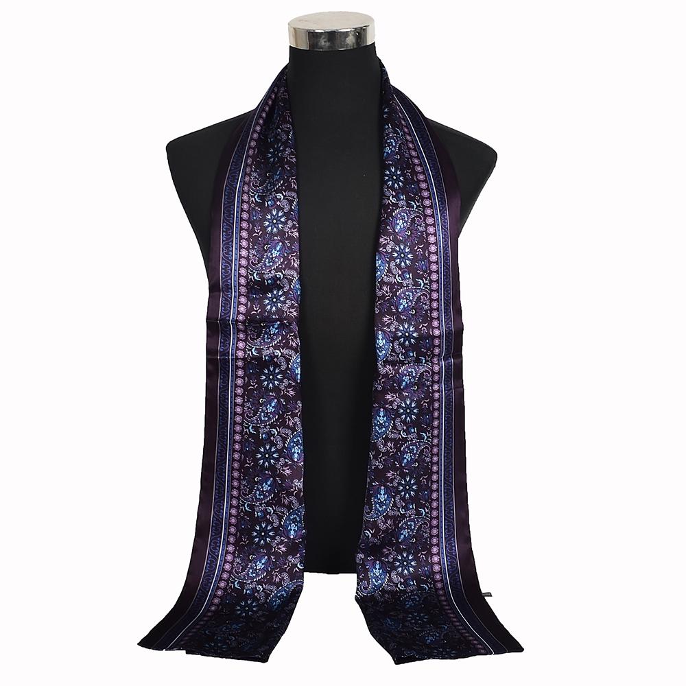 

BYSIFA|Синий шелковый галстук-шарф Модный новый джентльменский 100% шелк тутового дерева Мужские длинные шарфы Круглый дизайн Мягкий длинный шарф 160*26см