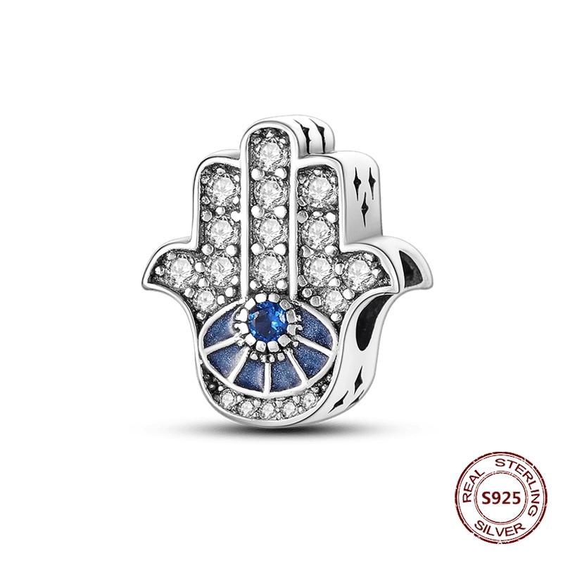 Teufelsaugen Anhänger 925 Kupfer Original Hand von Fatima Blauer Zirkon Kreuz Blaue Augen Charms Passend für Armband DIY Herstellung Zirkon Geschenk