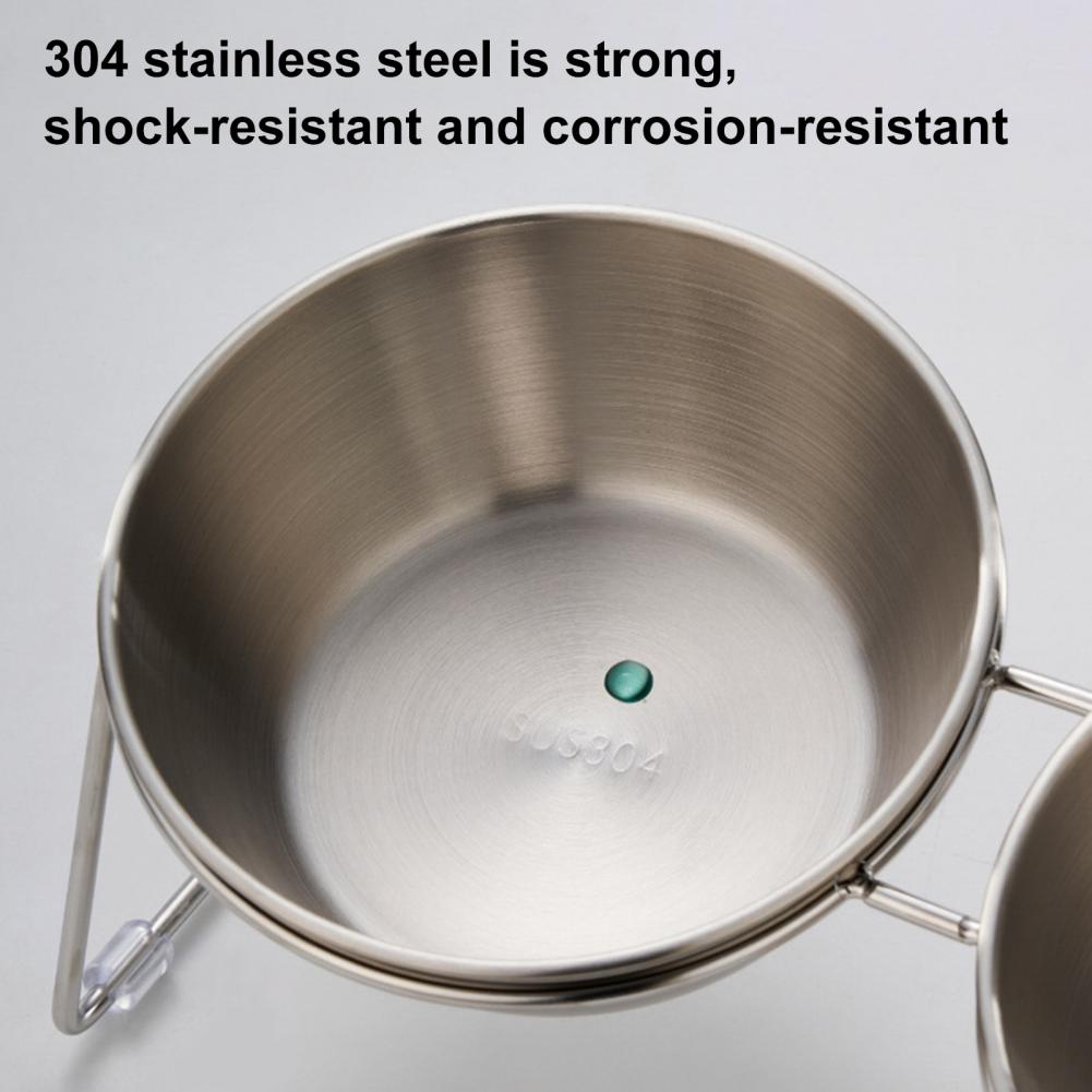 Stainless Steel Elevated Cat Bowl Tilted Raised Cat Bowl With Metal Stand Pet Feeding Dish To Prevent Fatigue For Cat And Dog