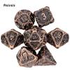 7 Pcs Yellow Tree Vine Metal Dice Solid Metal Polyhedral Dice Set Suitable for Role-Playing RPG Board Game Dice RPG