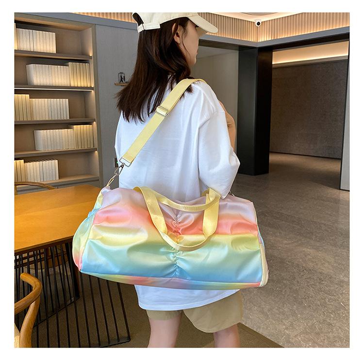 Sports Yoga Gym Bag Women Dry Wet Separate Large Capacity Short Travel Bag Gradient Handbag Crossbody