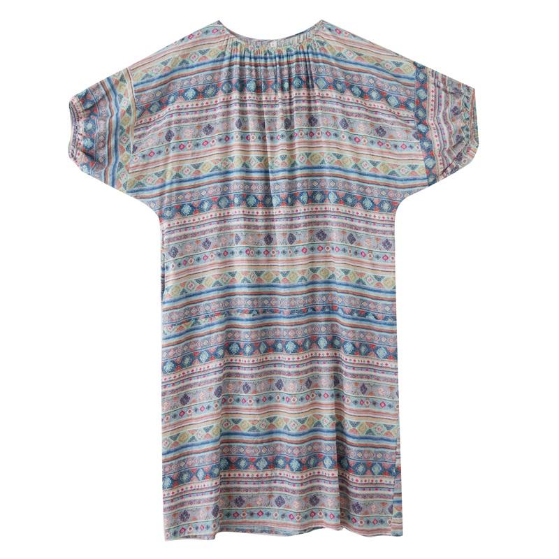 Krátký rukáv Plus size Bavlna vintage puntíkovaný květinový nový v šatech pro ženy ležérní volné maxi dlouhé letní šaty