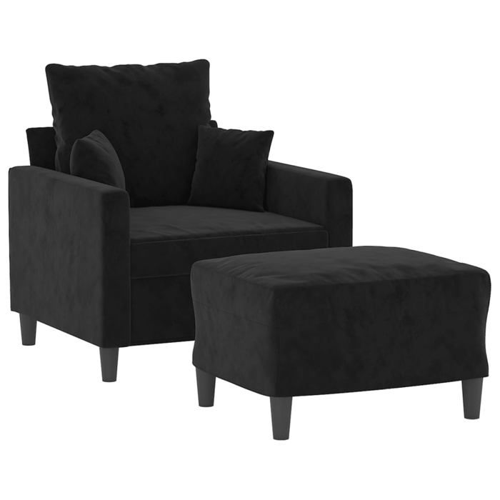 VidaXL Armchair with Footrest Black 60 Cm Velvet, Sofa, Armchair, TV Armchair, Single Sofa, Seat, Recliner Sofa, 3201102