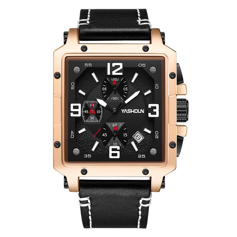 Multifunktionale Herrenuhr Großes Zifferblatt Sport Chronograph Uhr Wasserdicht Kalender Quarz Uhr