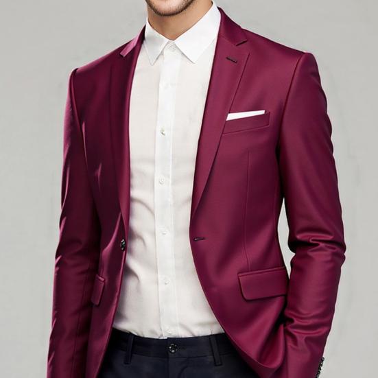 2Pcs/Set Suit Solid Lapel Long Sleeve Men Color Long Pants Set