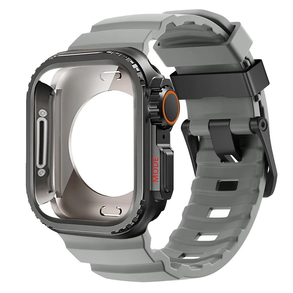 

Металлический корпус + силиконовый ремешок для Apple Watch Ultra3 49 мм Серии 11 10 46 мм Сквозной защитный аксессуар для Iwatch 9 8 7 45 мм Series 10 46mm