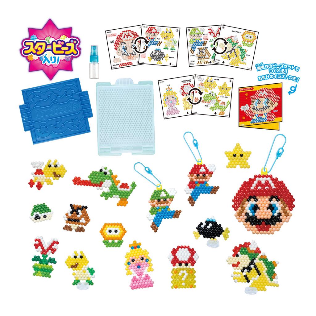 Aquabeads Charakter-Perlen-Set, Mario-Eimer, ST-Zeichen, Zertifizierung, Altersfreigabe, Spielzeug, Wasserkleben, Spielzeug herstellen, Aquabeads Epoch Company EPOCH [Super All-Star Set]