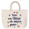 Beach Bag - PLANETEE - Darling She's Awesome - Rope Handle - Large Size - Cotton Made In France
