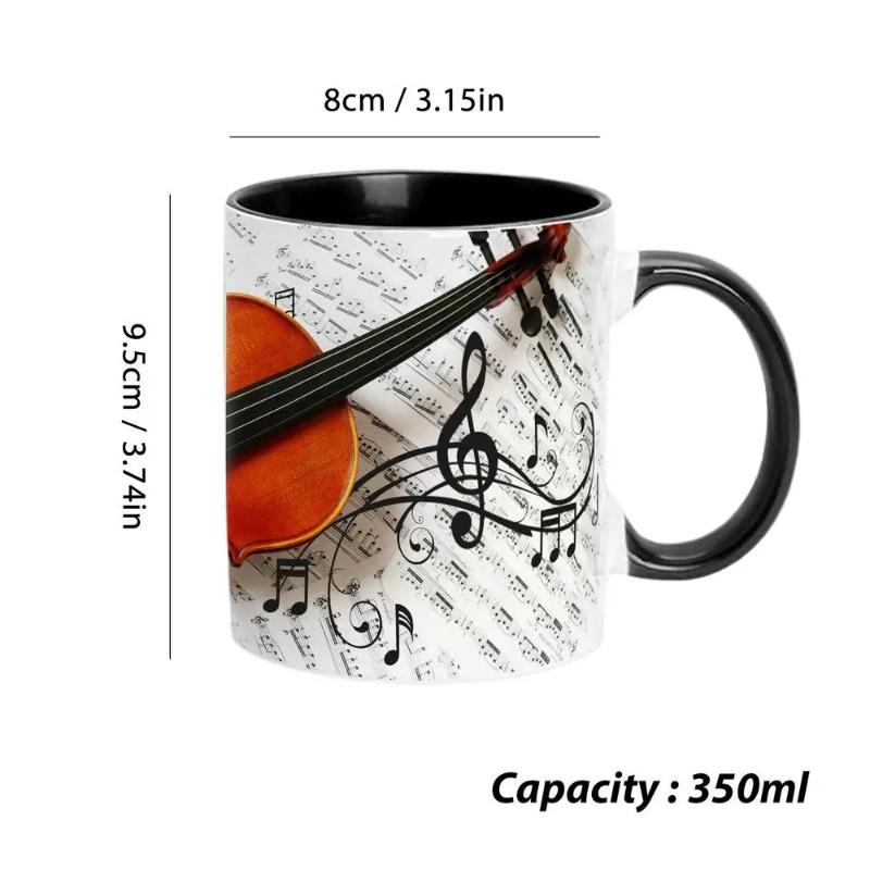 Music Theme Coffee Mug 350ML Guitar Piano Violin Ceramic Mug Ceramic Mug Table Decoration Tea Mugs