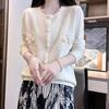 Early Autumn Women's Round Neck Knit Cardigan - Solid Color, Lightweight, Loose Wool Sweater