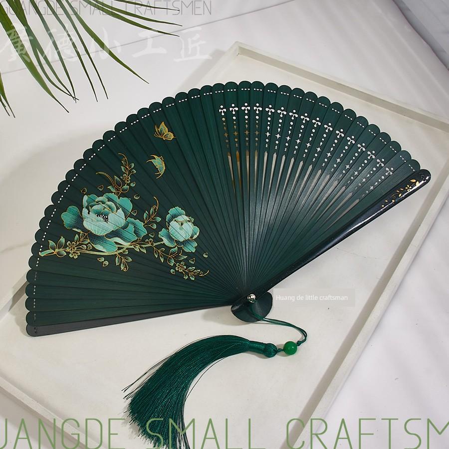 All-Bamboo Folding Fan, New Chinese Style, Mini Fan, Traditional Style, Small Folding Fan for Cheongsam, Retro Portable Folding Fan for Women