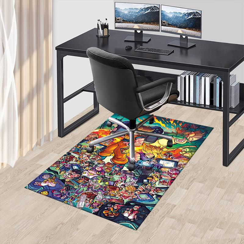 

1pc Dragon Ball Z Super Saiyan Goku & Vegeta Anime Chair Mat, Office Decor Carpet for Desk, Anti-Slip Floor Protector, Home Living Room Bedroom Game R 60cm by 90cm