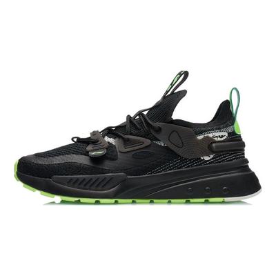 Li Ning Jizhu Non-Slip Durable Low-Top Running Shoes Men Sneaker Black Green AGLR189-2