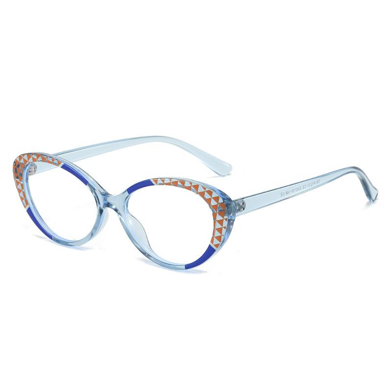 Color Matching Flat Mirror, Contrasting Color Cat Eye Versatile Small Frame Glasses Frame Female