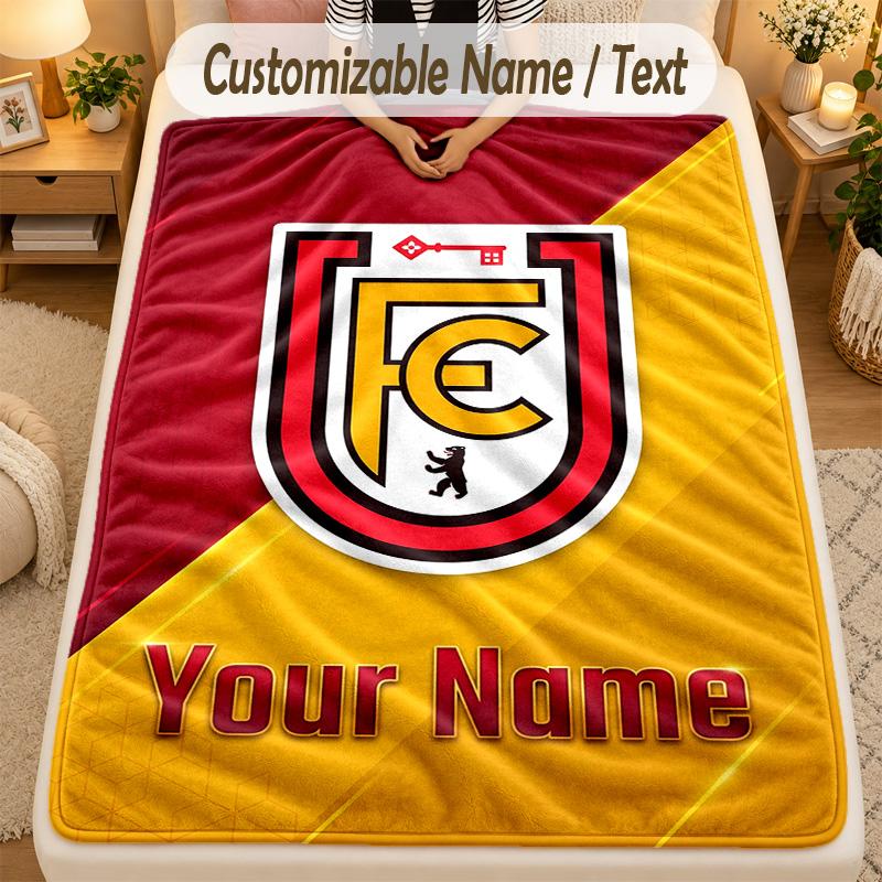 Flanell-Decke 1. FC Union Berlin Benutzerdefinierter Name Text Personalisierte Weiche Warme Überwurfdecke Heimdekoration Geschenk