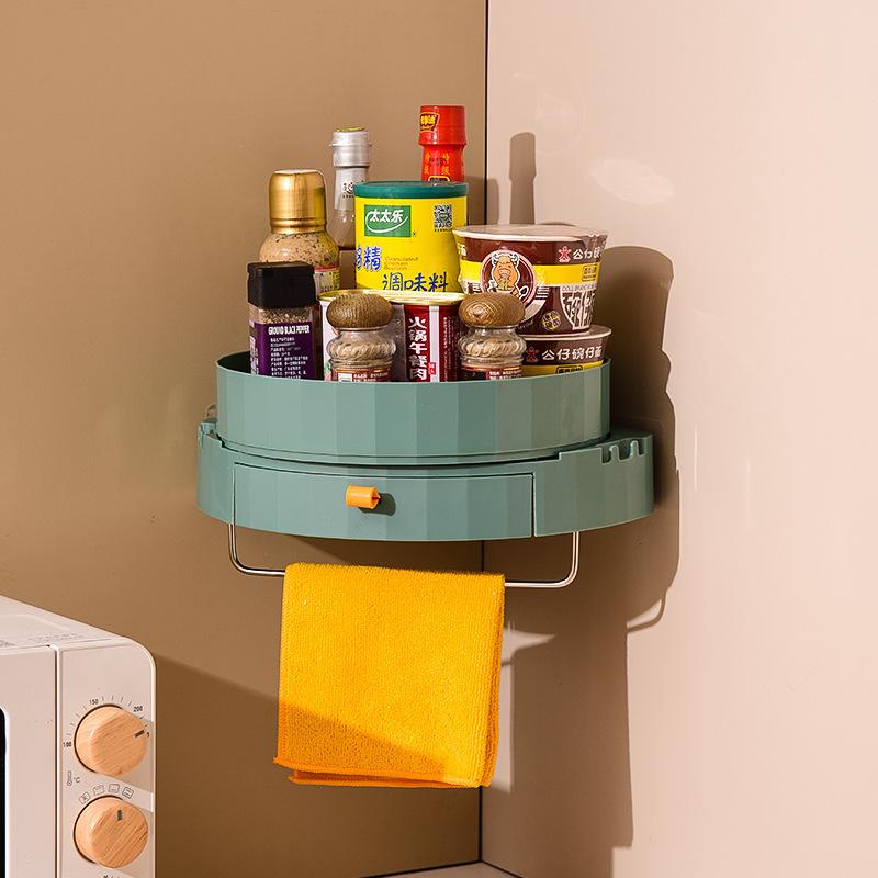 

Настенный подвес, кухонный уголок без полок, вращающаяся полка для приправ без перфорации, треугольная полка для ванной комнаты, артефакт использования пространства