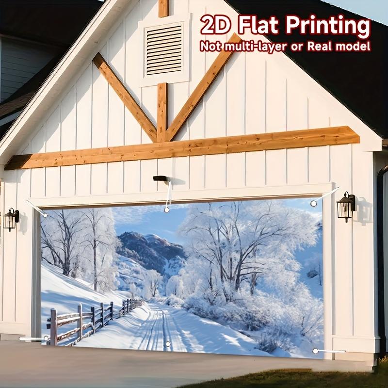 2D plane, 1pc Christmas Snow Mountain path Winter Wonderland banner - Snow mountain path with snow-covered trees, polyester 47.2x31.5inch/120*80cm