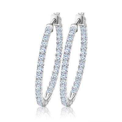 Women's Personalized Brass Ears Full Drill 4A Vermiculite Jewelry Platinum Circle Ear Ring