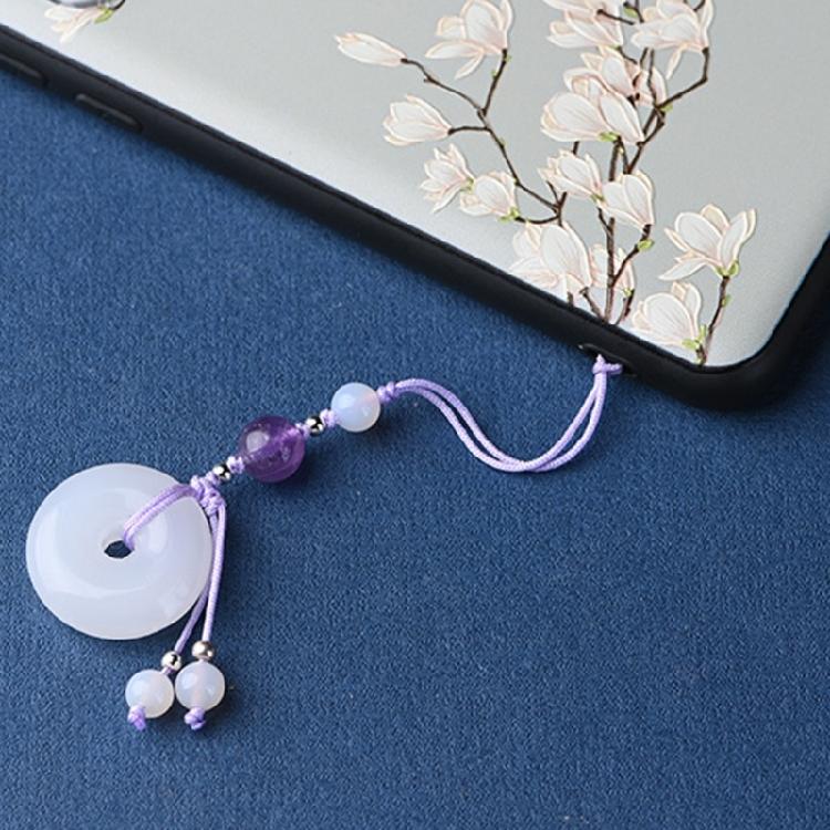 Unique White Jade Buckle Jade Keyrings Charm Vintage Phone Strap Chain Ornament