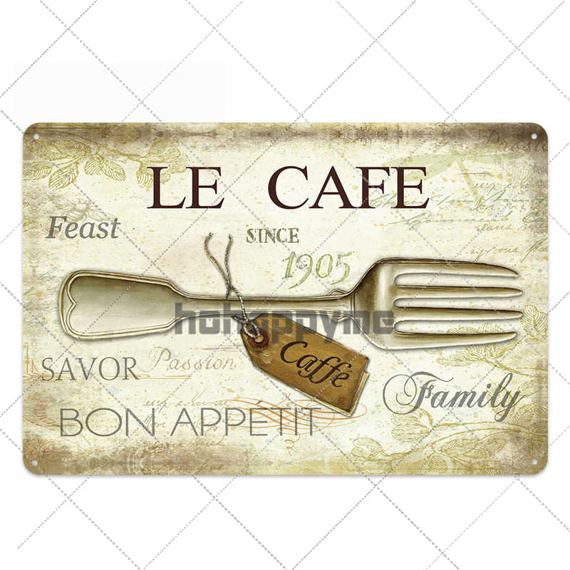 Segno di Latta Metallico Vintage per Cucina Poster Retrò Piatto per Cibo Pub Bar Cucina Sala da Pranzo Decorazione Murale Decorazione per la Casa 20*30cm