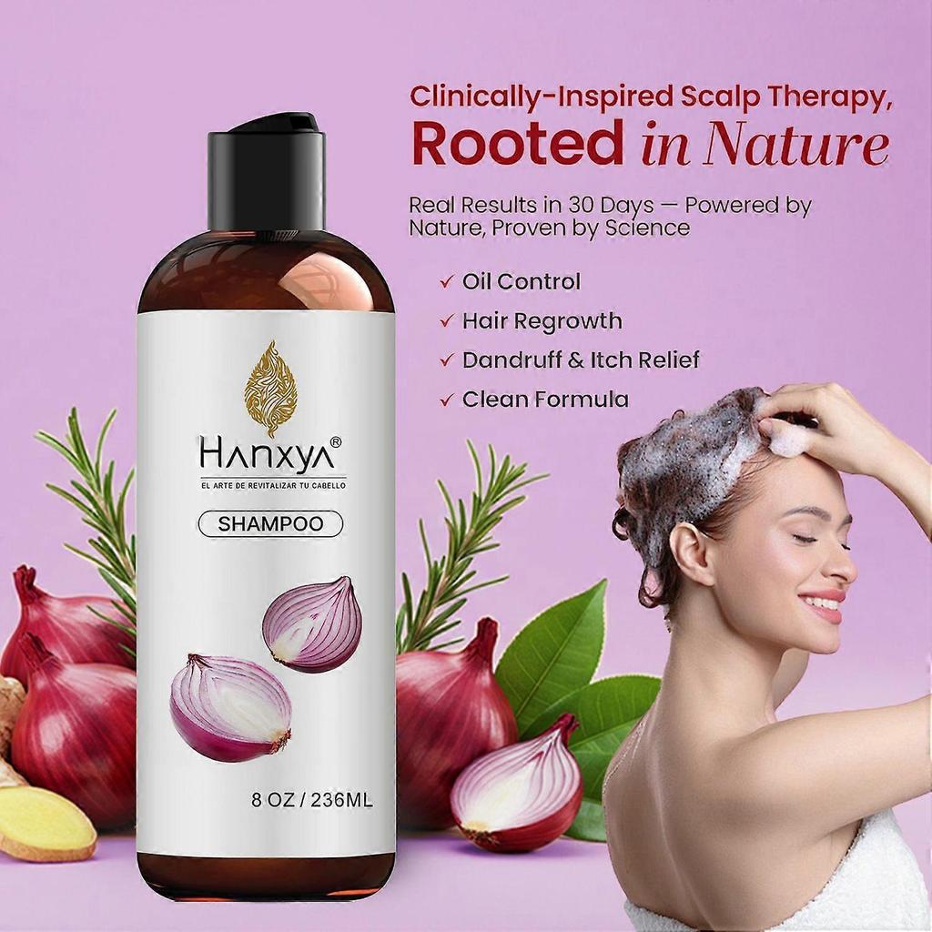 Zwiebel-Shampoo mit Rosmarinöl, Rote Zwiebel & Zimtextrakt für Haarwachstum, Gegen Haarausfall, 236ml