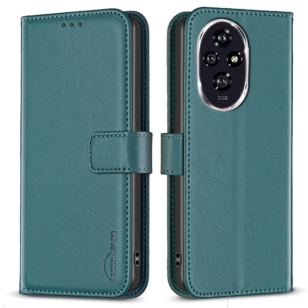 

BINFEN COLOR BF17 Чехол для Honor 200 5G Кошелек из искусственной кожи Защитный чехол для телефона Green