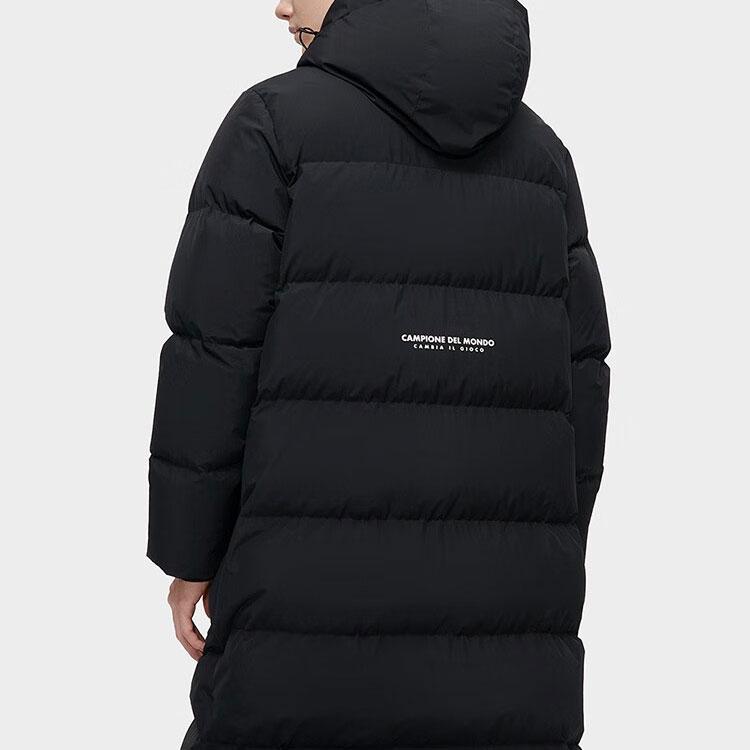 Fila Fusion Solid Color Zipper Hooded Long Warm Down Coat Men Coats Black T11M345903FBK