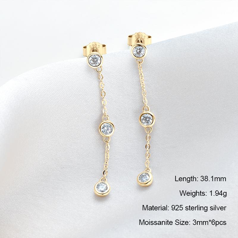 Anziw 925 Moissanite Star Tassel Drop Dangle Earrings for Women Real S925 Silver Studs Earrings Certified Fine Jewelry Gift Girl