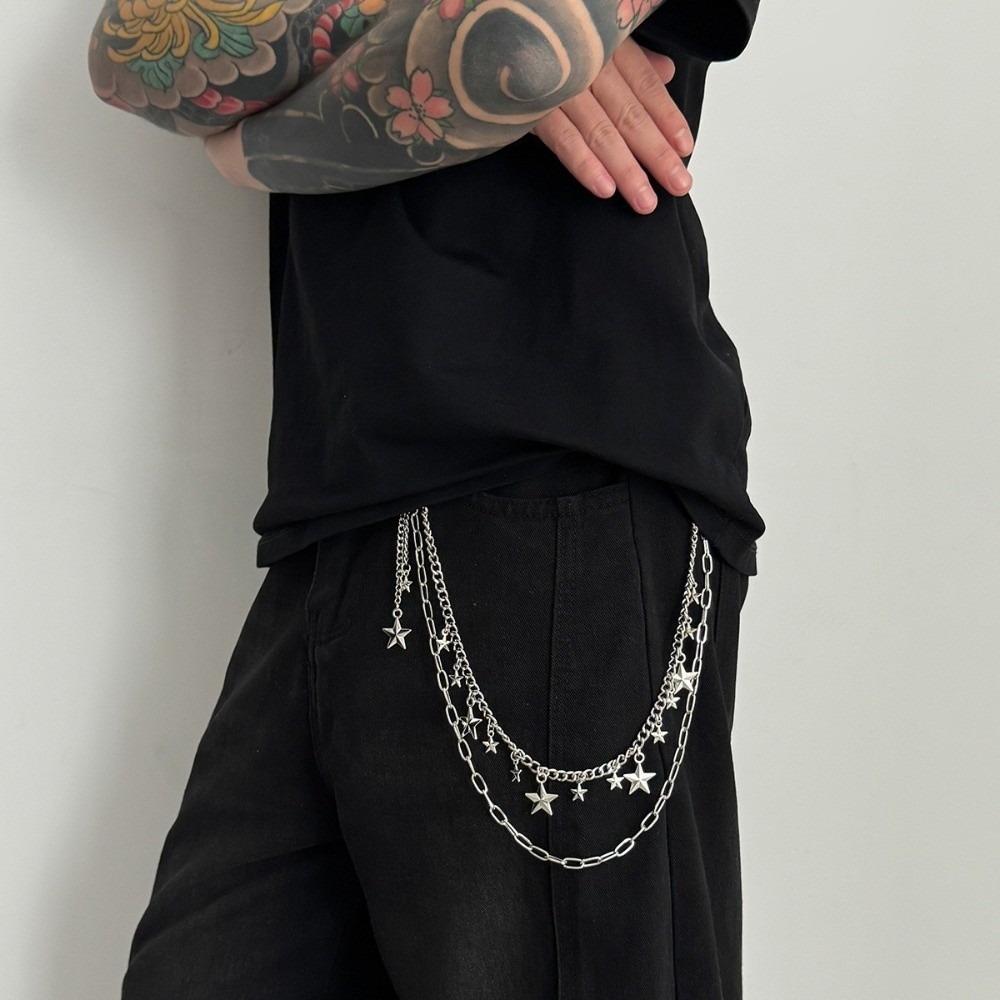 Metal Geometric Bag Chain Versatile Hip Hop Chain Men Women Jeans Accessory