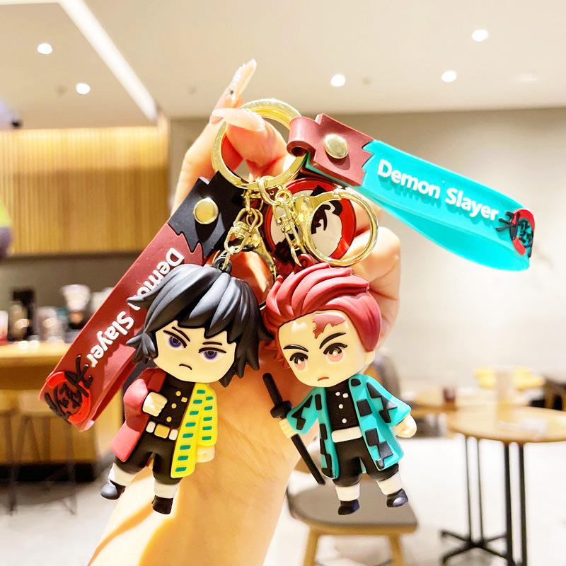 6Pcs  Animation Doll Pvc Car Keychain Cute Anime Silicone Keyring Backpack Creative Couple Pendant Children'S Present