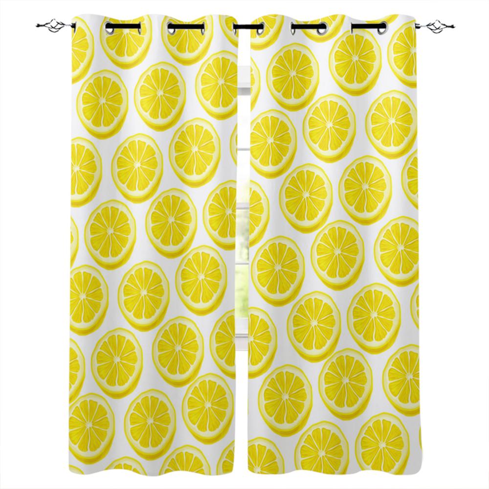 Small Fresh Summer Style Lemon Fruit Luxury Home Curtains Modern Home Supplies Living Room Bedroom Custom Curtains