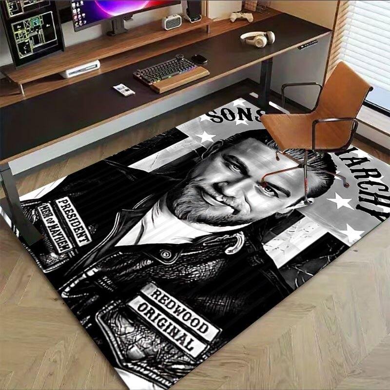 1pc Sons of Anarchy Themed Office Carpet Chair Mats - Durable Polyester Rug for Home Theater, Office, Dorm Room Decor - tA11