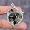Turtela Fossil, Spinel Handmade 925 Sterling Silver Pendant 2.17" g7n49