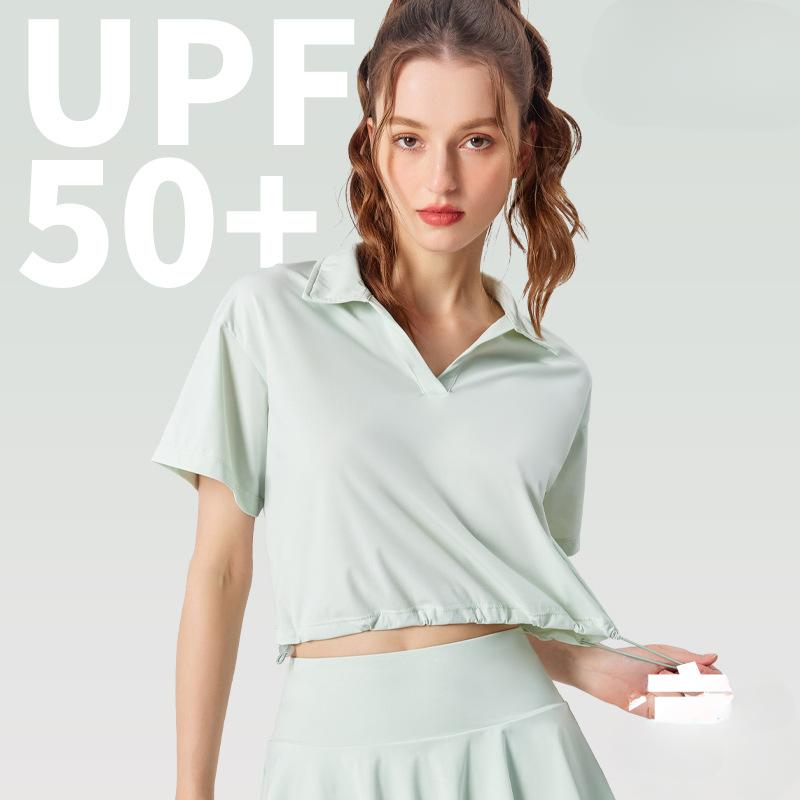 Yoga Fitness Short-sleeved T-shirt Women's Casual Sports High Neck Fitness Clothing Sunscreen Quick-drying Tops