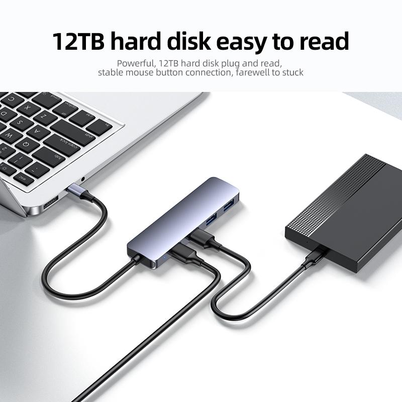 Aluminum Alloy 4 In 1 Type C USB Hub Adapter Usb 3.0*4 Port Usb Adapter