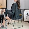Denim Jackets Women Streetwear Oversized Jeans Coat Bf Korean Vintage Letter Embroidery Loose Casual All Match Outwear