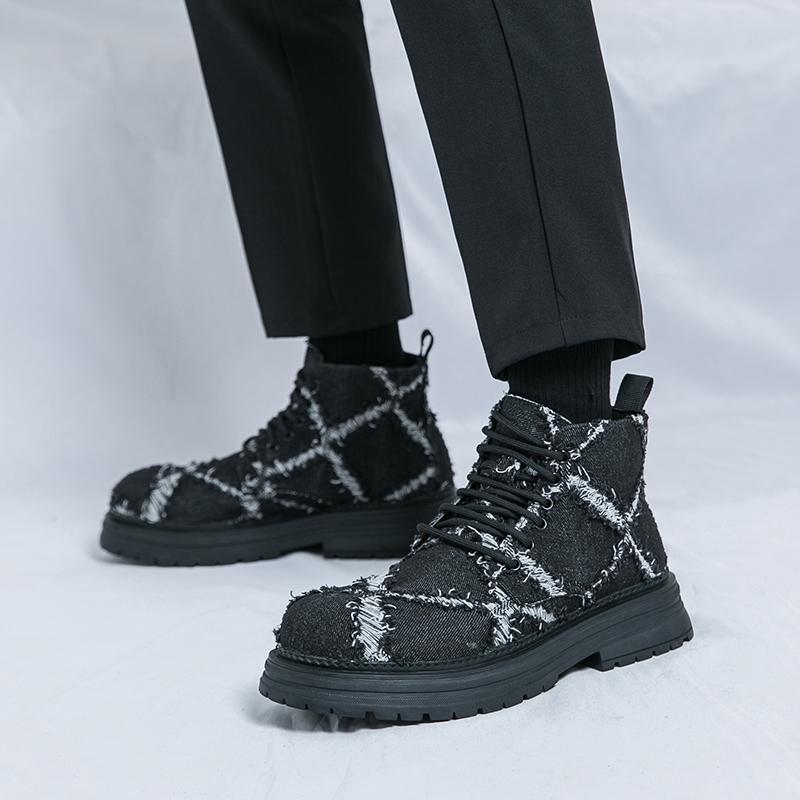 Fashion High top casual men's shoes Trendy  design styles Leisure Outdoor Party Daily Youth Office Plus Size Denim boots 38-45