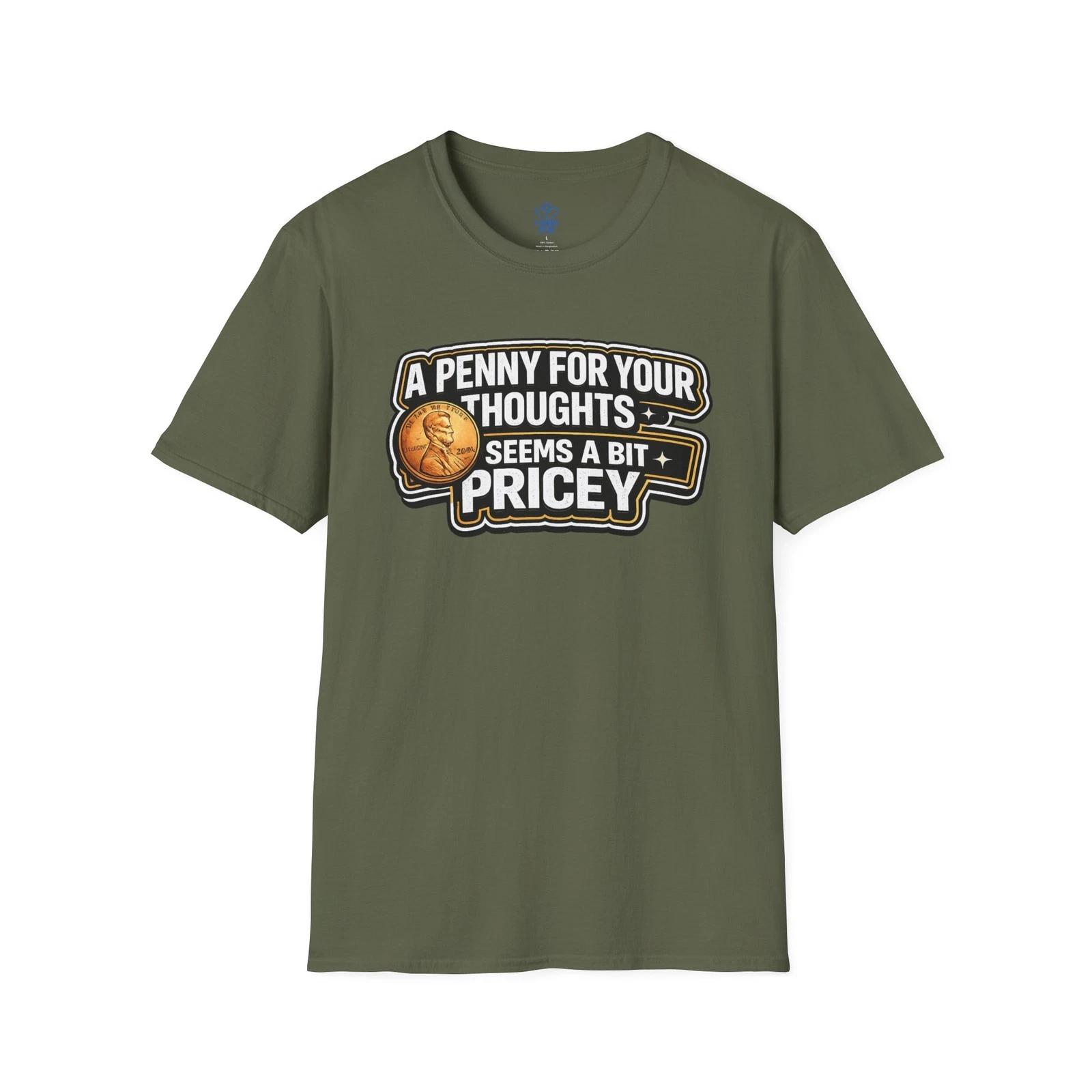 

A Penny For Your Thoughts phrase T shirt | Vintage Quote Tee Funny L